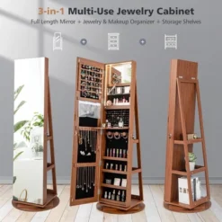 Tangkula Rotating Mirrored Jewelry Cabinet With Mirror Storage Shelves -Beauty house GUEST 9df40b99 5e2e 4399 ab08 0e67635573dc