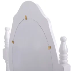 Tangkula Oval Mirror 4 Drawer Vanity Mirror Makeup Table W/ Cushioned Stool White -Beauty house GUEST 9e156934 11c0 4352 a510 71440b6508eb