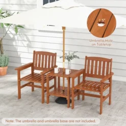 Tangkula 3 PCS Patio Bistro Table And Chairs Set W/ Umbrella Hole For Garden Poolside -Beauty house GUEST 9e441f59 f2f4 42d0 9051 1e33cd288323