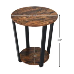 Tangkula 2 PCS 2-Tier Industrial Round End Table Metal Sofa Side Table With Storage Shelf -Beauty house GUEST 9ead3c34 bbf2 4e83 a934 ca5afe57d05b