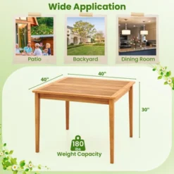 Tangkula 39" 4-Person Outdoor Acacia Wood Dining Table W/ 1.96" Umbrella Hole For Porch -Beauty house GUEST 9f0a7a79 2463 4463 8d29 0e47bfae6620