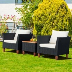 Tangkula 3-Piece Wicker Patio Furniture Set Outdoor Conversation Set W/ Cushions & Coffee Table -Beauty house GUEST 9f622c0b 756b 48d9 b65f 31fa3b973ed1