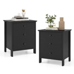 Tangkula 2-Piece 3Drawers Modern Nightstand Bedside Table Wooden End Table Black/White -Beauty house GUEST 9f63d539 673b 421b 9e45 57f8b5f39357