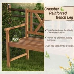 Tangkula 2-Person Acacia Wood Bench Outdoor Slats Loveseat Chair With Armrest Backrest Sturdy Frame 800lbs Load Capacity -Beauty house GUEST 9f8fd883 7d35 467c 90d3 cfdb9a34e1c6