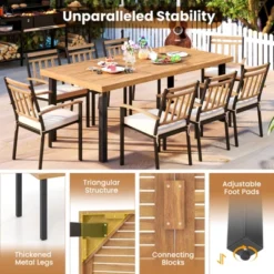 Tangkula Acacia Wood Dining Table For 8 People, 79" Large Rectangular Patio Table With Built-in Umbrella Hole -Beauty house GUEST 9f9292da c867 425e b0ae 33e474214361