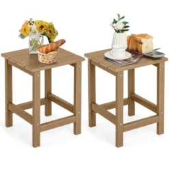 Tangkula 2PCS 14" Patio Adirondack Side Table HDPE Square Weather Resistant Garden -Beauty house GUEST 9f9cf496 c9d0 4bf8 8466 8c7708b787b5