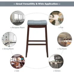 Tangkula Set Of 4 Saddle Bar Stools Backless Nailhead Counter Stool With Grey Cushions Coffee/White -Beauty house GUEST 9fc770e9 b1d7 4489 85c0 f2b4a36a1021