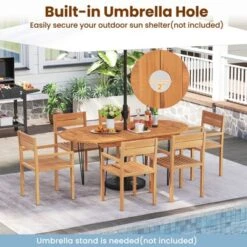 Tangkula 71" Patio Dining Table 6 Person Large Oval Table W/ Teak Wood Tabletop -Beauty house GUEST 9fd0da49 7803 48f6 a036 e378d3903c8c