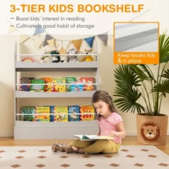 Tangkula 3-Tier Kids Bookshelf Toy Storage Bookcase Rack Wall W/ Anti-toppling Kits -Beauty house GUEST 9fd5201d 95c8 4e9e 983d ea5f03c0b351