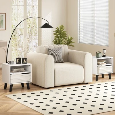 Tangkula Nightstand W/ Drawer 3D Wavy Pattern & Open Shelf Small Sofa Couch Side Table 5 Tangkula Nightstand W/ Drawer 3D Wavy Pattern & Open Shelf Small Sofa Couch Side Table - Image 3