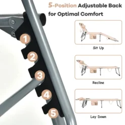 Tangkula Portable Beach Chaise Lounge Chair Folding Reclining Chair W/ Facing Hole Beige -Beauty house GUEST a0b56cb7 5806 42d3 af7f bb97ef16eff4