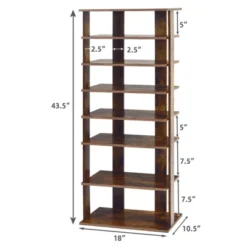 Tangkula 7-Tier Shoe Rack Free Standing Shelf Storage Modern Shoe Rack Organizer Brown/Black/White -Beauty house GUEST a0dbd4ed f1ff 476b b1de e25ab0f0471c