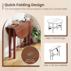 Tangkula 36" Foldable Kitchen Table Round Dining Table W/Solid Rubber Wood Legs -Beauty house GUEST a0ec8553 67fa 42fe 91d3 e17fdc53ceb6