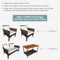 Tangkula 4PCS Rattan Patio Furniture Set Acacia Wood Outdoor Conversation Set W/ Cushions -Beauty house GUEST a0fb2e87 89a7 4307 b4e9 cc6649770b2d
