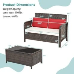 Tangkula 2PCS Patio Rattan Furniture Set Loveseat W/Coffee Table For Garden Porch Backyard Brown -Beauty house GUEST a16de252 c527 4f15 8a7a 33afbe55e122