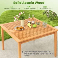 Tangkula 39" 4-Person Outdoor Acacia Wood Dining Table W/ 1.96" Umbrella Hole For Porch -Beauty house GUEST a1b7cf65 6472 4332 9e58 a158ebf9da48