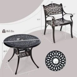 Tangkula 3PCS Cast Aluminum Patio Bistro Set Outdoor Dining Table & Chair Furniture Set -Beauty house GUEST a1c949b5 2712 455d b85f c3a0b988e703