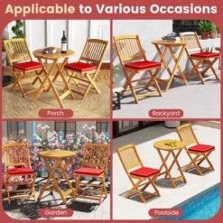Tangkula Patio Folding Chair Set Of 2 Portable Acacia Wood Dining Chairs With High Back & Seat Cushions Beige/Navy/Red -Beauty house GUEST a1d22c55 cbca 4313 8988 eae7b3b1db0d