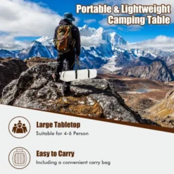 Tangkula Folding Wooden Camping Table Portable Picnic Table W/ Carry Bag Roll-up Bamboo Tabletop Outdoor Travel Camping Table Natural/Coffee -Beauty house GUEST a1dcac93 7c01 42d1 ab2e 344afb563a46