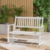 Tangkula 2 Seats Outdoor Glider Bench Poplar Wood Patio Swing Glider Loveseat Chair W/ Armrests -Beauty house GUEST a1f76d34 13c3 41fd 8d21 5a939e464f21