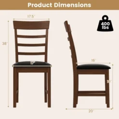 Tangkula Wooden Dining Chair Set Of 2 Pu Leather Upholstered Kitchen Chairs W/ Padded Seat -Beauty house GUEST a1fe9fc8 937f 45c7 96bd 08a2f01aebf3