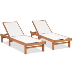 Tangkula 1PC/2PCS Outdoor Chaise Lounge Chair, Eucalyptus Wood Recliner W/ 5-Level Backrest, Breathable & Quick Drying Seat Fabric -Beauty house GUEST a2087aea 3f23 45d1 84dd ff5e7f71a5cb