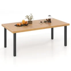 Tangkula Acacia Wood Dining Table For 8 People, 79" Large Rectangular Patio Table With Built-in Umbrella Hole -Beauty house GUEST a20f5df4 7776 4e4f a8b3 7af6fe521878