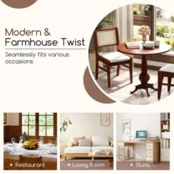 Tangkula 4PCS Rattan Dining Chairs Upholstered Kitchen Chairs W/ Rubber Wood Frame -Beauty house GUEST a22c4ade 9790 4632 ae9f ef404ff27855