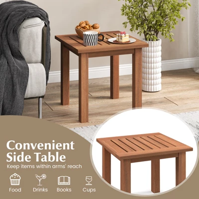 Tangkula 1PC/2PCS Patio Hardwood End Table Square Side Table With Slatted Tabletop Small Coffee Bistro Table Indoor Outdoor Side Table 6 Tangkula 1PC/2PCS Patio Hardwood End Table Square Side Table With Slatted Tabletop Small Coffee Bistro Table Indoor Outdoor Side Table - Image 4