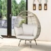Tangkula Patio Rattan Oversized Wicker Egg Chair Stationary Lounge Basket W/ 4 Soft Cushions -Beauty house GUEST a25719e7 5369 424a 96de b2385fdc8dc7