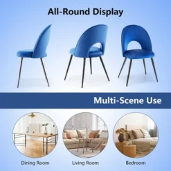 Tangkula Dining Chair Set Of 4 Velvet Upholstered Side Chair W/ Metal Base For Living Room -Beauty house GUEST a25fa928 5722 4eac ac18 33c5aff5b111