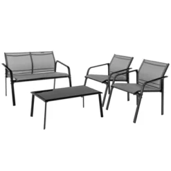 Tangkula 4PCS Patio Conversation Futniture Set W/ Fabric And Anti-Rust Steel Frame -Beauty house GUEST a270b455 330c 4f05 be8f 30e2c7e6a7b7