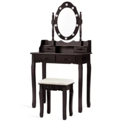 Vanity Table Set Detachable Makeup Table Dressing Desk With Mirror & Cushioned Stool Brown/White/Black 13 Vanity Table Set Detachable Makeup Table Dressing Desk With Mirror & Cushioned Stool Brown/White/Black -Beauty house GUEST a28db7a9 5c53 4210 9470 80219eaa5197
