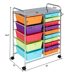 Tangkula 15 Drawer Rolling Storage Cart Opaque Multicolor Drawers Home -Beauty house GUEST a2ab246c 80b8 47e3 b364 0026a5aec571