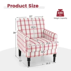 Tangkula Modern Accent Armchair Upholstered Single Sofa Chair W/ Rubber Wood Legs Red Checkerboard 13 Tangkula Modern Accent Armchair Upholstered Single Sofa Chair W/ Rubber Wood Legs Red Checkerboard -Beauty house GUEST a32e1e1f 8445 4a97 b347 76de25db06b1