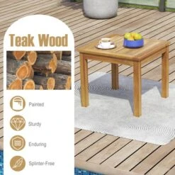 Tangkula 2PCS Outdoor Square Teak Wood End Table Coffee Table For Porch Deck Garden Patio -Beauty house GUEST a34eef0f 4ea2 43d5 ae29 9affae98a1fd 1