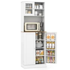 Tangkula Kitchen Pantry Cabinet W/Microwave Shelf 8 Door Shelves & 5 Adjustable Shelves 21 Tangkula Kitchen Pantry Cabinet W/Microwave Shelf 8 Door Shelves & 5 Adjustable Shelves -Beauty house GUEST a36a5eaf 51ef 4316 b6a6 f423a2ecec41