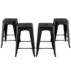 Tangkula 24" Set Of 4 Tolix Style Barstool Counter Height Metal Bar Stool Stackable Chair Black -Beauty house GUEST a38b3860 1b93 4082 8ecd 3b9e41ea95ca