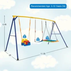 Tangkula 3-in-1 Kids Swing Set 660 LBS Carbon Steel Swing Frame W/ Belt Swing For Toddlers -Beauty house GUEST a3de8e8e ec90 4f71 a36c 83fd457f3231