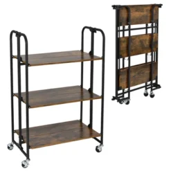 Tangkula 3-Tier Folding Bar Cart Kitchen Serving Island Utility Cart Storage Shelves 15 Tangkula 3-Tier Folding Bar Cart Kitchen Serving Island Utility Cart Storage Shelves -Beauty house GUEST a4064095 e766 4b60 a90e 08a70c978f7a