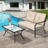 Tangkula 2PCS Patio Loveseat & Coffee Table Set Outdoor Cushioned Sofa For Garden Backyard -Beauty house GUEST a44210ba 0715 43a1 a75a bb52cec9d359