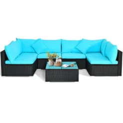 Tangkula 7-Piece Patio PE Rattan Sectional Sofa Furniture Set Wicker Sofa Conversation Set -Beauty house GUEST a4447225 c636 47e7 8bd1 a718ce244384
