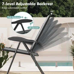 Tangkula 2PCS Patio Folding Chairs Back Adjustable Reclining Padded Garden Furniture -Beauty house GUEST a4460954 9d08 4792 bd9b 20b413cff432