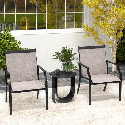 Tangkula Patio Chairs Set Of 4 Dining Chairs W/ Curved Backrest Long Armrest Breathable Fabric 4 Tangkula Patio Chairs Set Of 4 Dining Chairs W/ Curved Backrest Long Armrest Breathable Fabric - Image 2