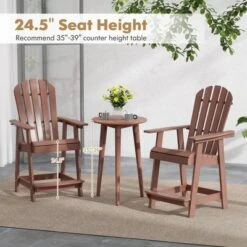 Tangkula 2 PCS Tall Adirondack Chair HDPE Outdoor Bar Stools With Armrests 4.5” Wide Footrest Patio Adirondack Barstools Balcony Chairs Brown -Beauty house GUEST a4e68044 2aa9 4454 b4b8 a6c11ce190b6
