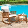 Tangkula 2PCS Patio Wooden Rocking Chair Set Garden Outdoor W/ Coffee Table Cushion -Beauty house GUEST a4e8fb74 2c64 4db8 80d2 6753e3dc1664