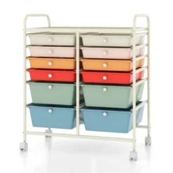 Tangkula Office Rolling Cart 12 Storage Drawer Studio Organizer Bins Scrapbook Paper Macaron -Beauty house GUEST a59d1ecf 20dc 4563 8892 af9d37f072d4