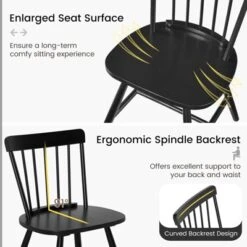 Tangkula Dining Chairs Set Of 4 Farmhouse Kitchen Chair W/ Rubber Wood Frame Wide Seat -Beauty house GUEST a5b0f2dc 3a6a 407c 90af 3d6024dac5d8