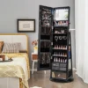 Tangkula 360° Swivel Jewelry Cabinet W/ Mirror Jewelry Storage Organizer Built-in Lights Black -Beauty house GUEST a5edbd7e 5ccf 4309 9bb7 860d98dabfe9