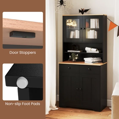 Tangkula Pantry Cabinet 67" Tall Kitchen Floor Cabinet W/ 2 Removable Shelves 2 Drawers 6 Tangkula Pantry Cabinet 67" Tall Kitchen Floor Cabinet W/ 2 Removable Shelves 2 Drawers - Image 4